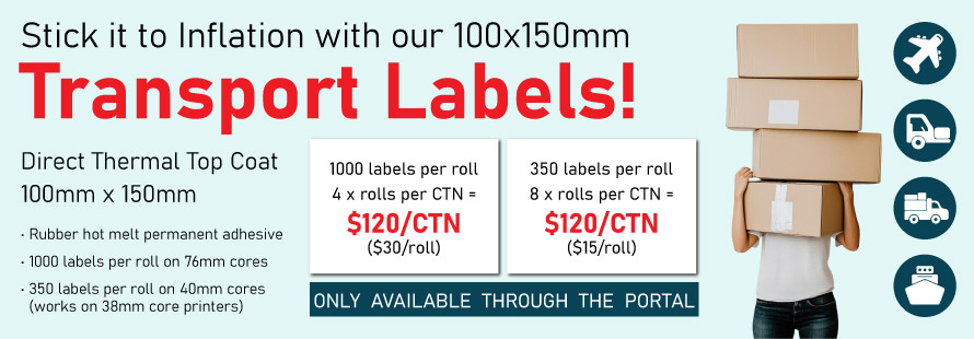 Direct Thermal Transport Labels 100mm x 150mm